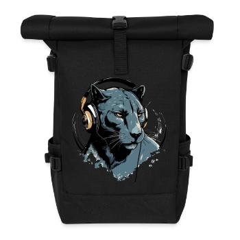 Amy, der audiophile Panther - Rolltop Rucksack - Schwarz - Vorne