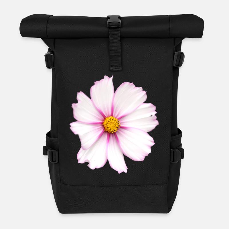 weiße Blume - Rolltop Rucksack - Schwarz