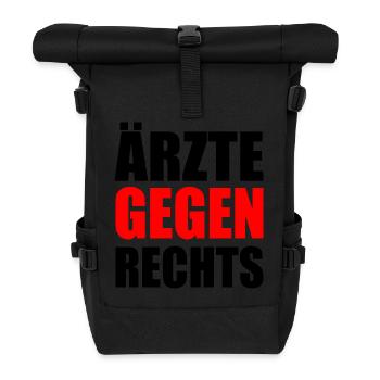 Ärzte gegen rechts - Rolltop Rucksack - Schwarz - Vorne