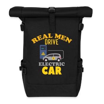 Real men drive an electric car - Roll Top Backpack - black - Front
