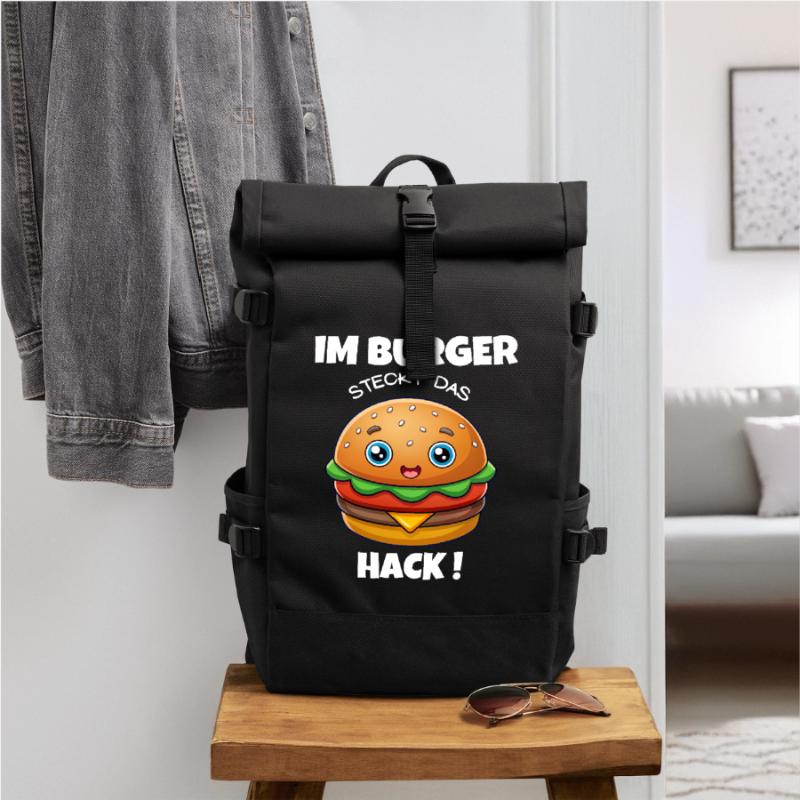 Im Burger steck das Hack- Hamburger / Cheeseburger Rolltop Rucksack