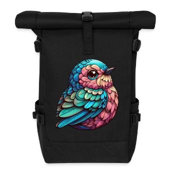 Lebendige gefiederte Gelassenheit - Rolltop Rucksack - Schwarz - Vorne