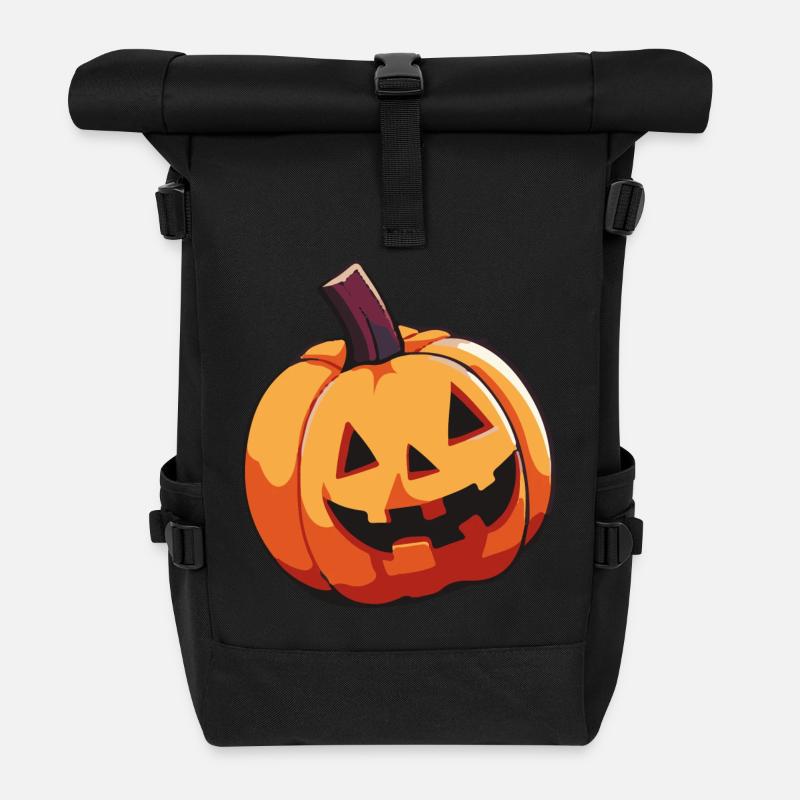 Kürbis Comic Funny - Rolltop Rucksack - Schwarz