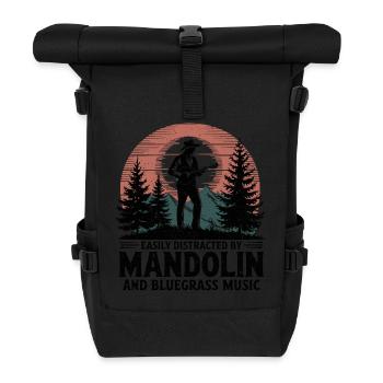 Love for mandolin and bluegrass - Roll Top Backpack - black - Front