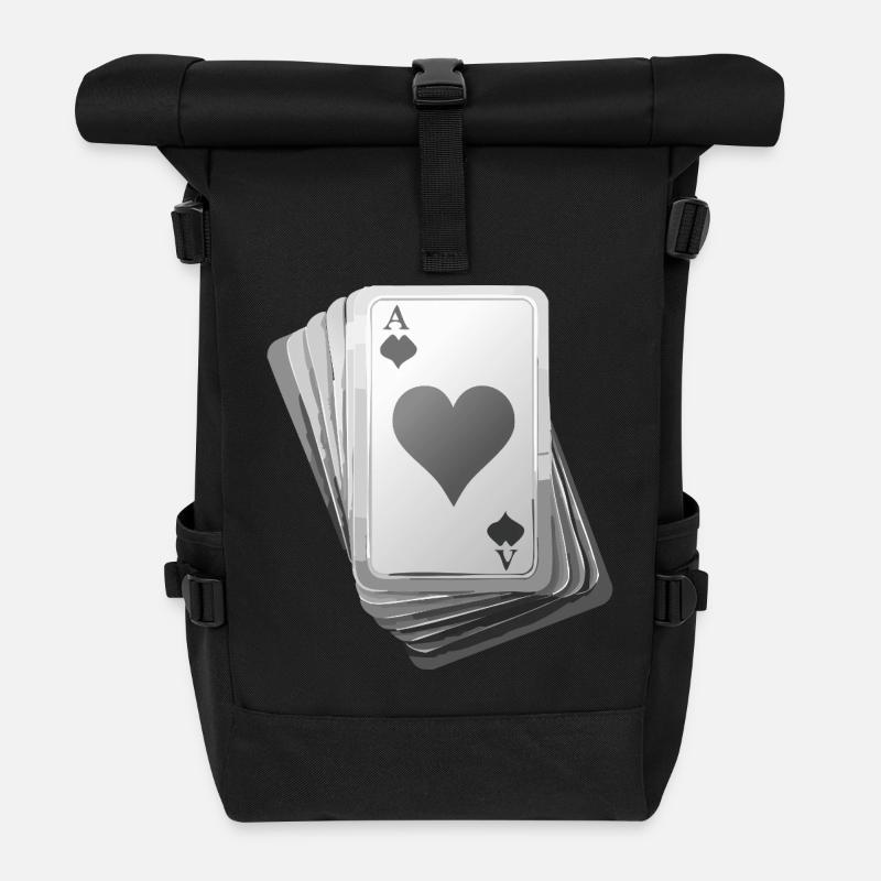 Cards black/white - Rolltop Rucksack - Schwarz