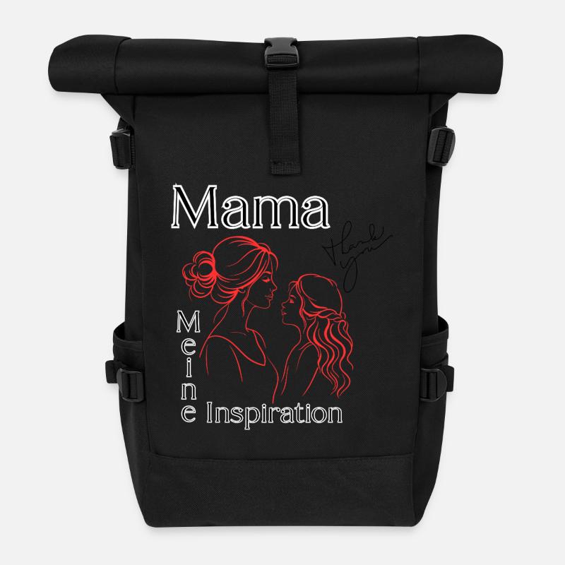 Mama meine Inspiration - Rolltop Rucksack - Schwarz