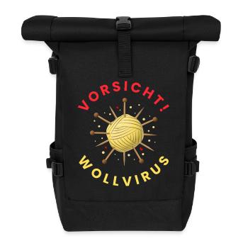 VORSICHT! Wollvirus - Rolltop Rucksack - Schwarz - Vorne