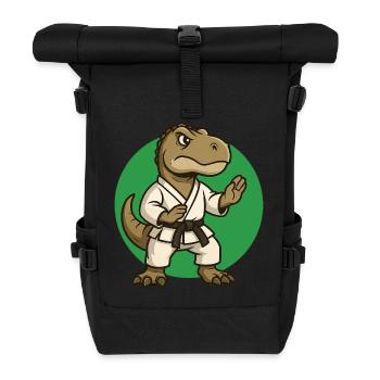 Karate T-Rex Cartoon - Kampfsport, Tyrannosaurus - Rolltop Rucksack - Schwarz - Vorne