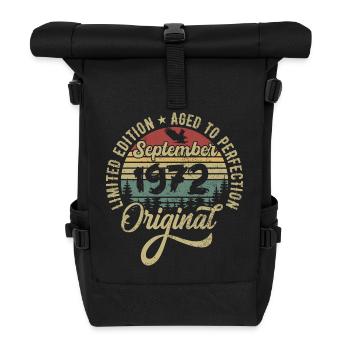 53. Geburtstag September 1972 - 53 Jahre alt - Rolltop Rucksack - Schwarz - Vorne
