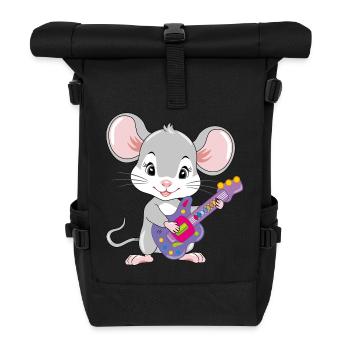 Funny little mouse is playing the guitar - Roll Top Backpack - black - Front