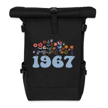 1967 Blumenmuster 1967 Blumen-thema Blumen 1967 - Rolltop Rucksack - Schwarz - Vorne