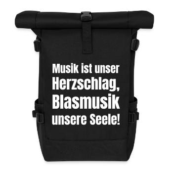 Music is our heartbeat, brass music our soul - Roll Top Backpack - black - Front
