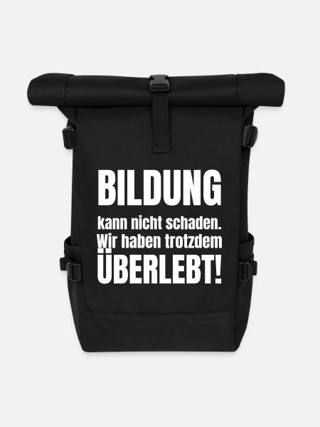Abschluss Schule Bildung beendet - Rolltop Rucksack - Schwarz