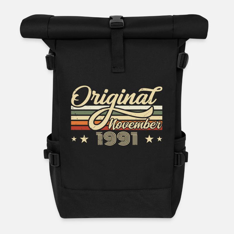 November 1991 Geburtstagsgeschenk November 1991 - Rolltop Rucksack - Schwarz