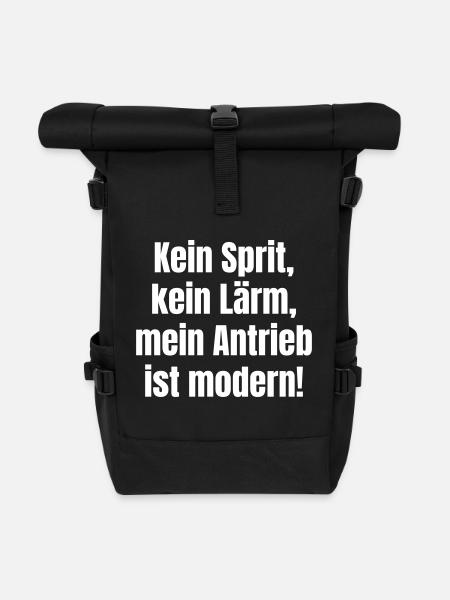 Kein Sprit, kein Lärm, mein Antrieb ist modern! - Rolltop Rucksack - Schwarz