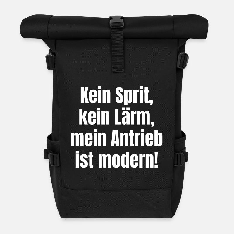 Kein Sprit, kein Lärm, mein Antrieb ist modern! - Rolltop Rucksack - Schwarz
