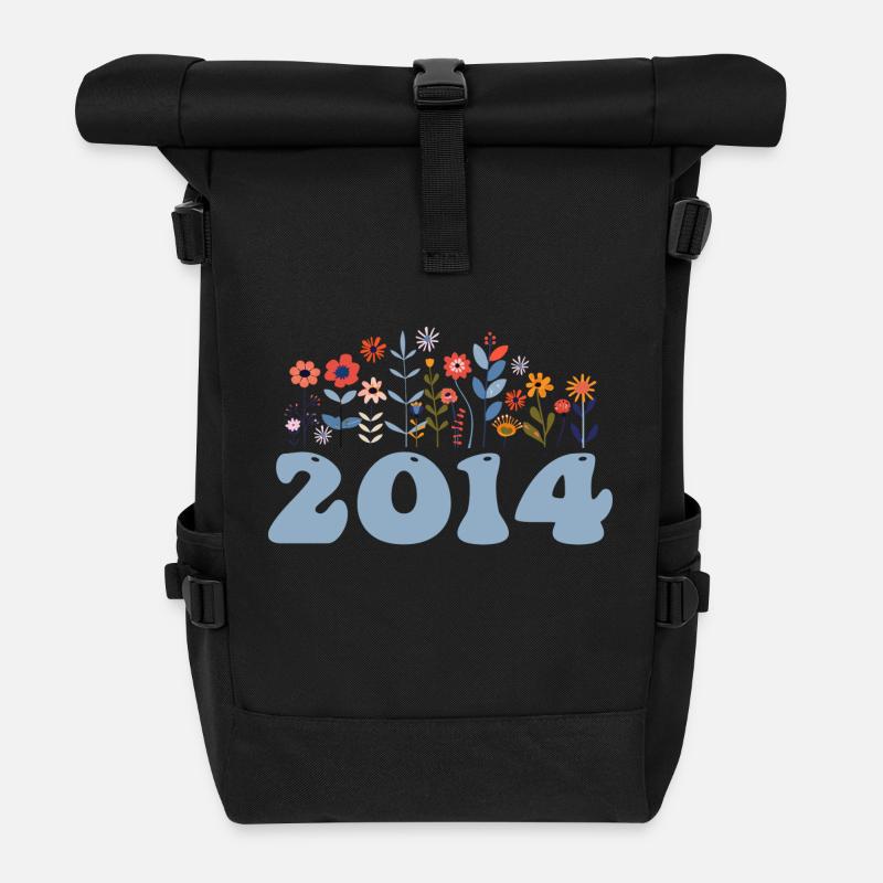 2014 Blumenmuster 2014 Blumen-thema Blumen 2014 - Rolltop Rucksack - Schwarz