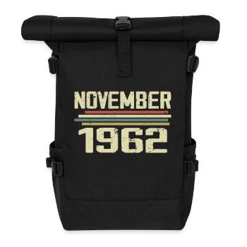 Vintage November 1962 Vintage Retro November 1962 - Roll Top Backpack - black - Front
