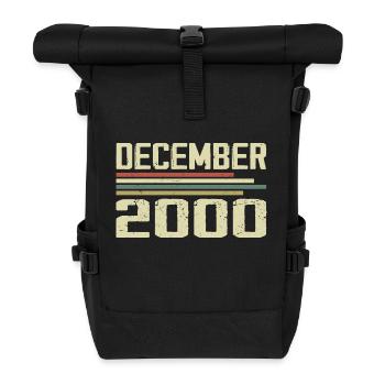 December 2000 Vintage Vintage Retro Birthday - Roll Top Backpack - black - Front