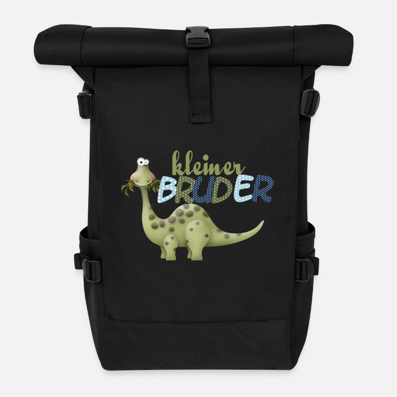 kleiner Bruder Dinosaurier - Rolltop Rucksack - Schwarz