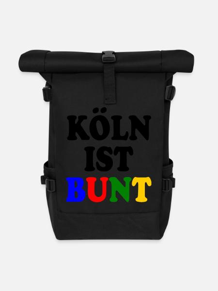Köln ist bunt - Rolltop Rucksack - Schwarz