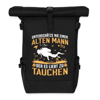 Alten Mann der es liebt zu tauchen - Rolltop Rucksack - Schwarz - Vorne