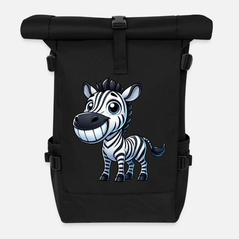 Zebra Grinsen Zahn Cartoon Glück Freude Lachen - Rolltop Rucksack - Schwarz