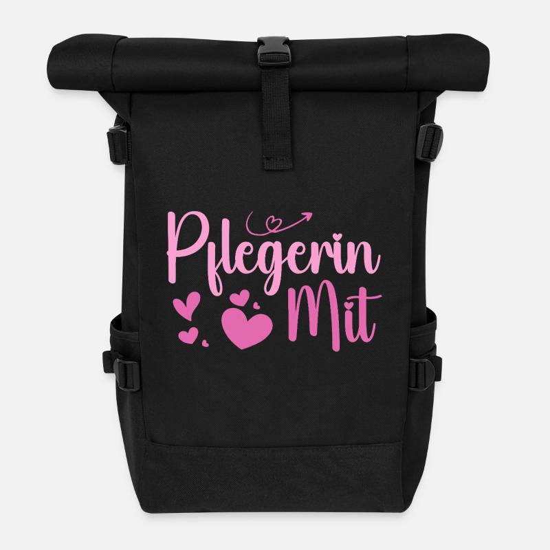 Pflegerin - Herz Symbol - Pflegefachfrau - DANKE - Rolltop Rucksack - Schwarz