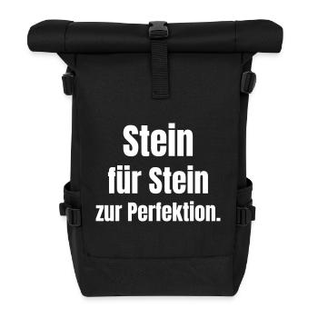 Stein für Stein zur Perfektion. - Rolltop Rucksack - Schwarz - Vorne