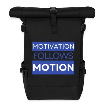 Motivation folgt Bewegung - Rolltop Rucksack - Schwarz - Vorne