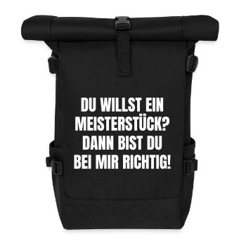 Du willst ein Meisterstück? Dann bist du richtig! - Rolltop Rucksack - Schwarz - Vorne