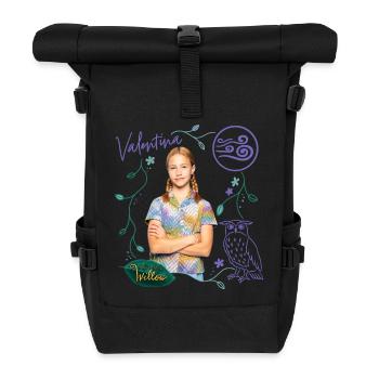 "Ein Mädchen Namens Willow" Valentina Und Eule - Rolltop Rucksack - Schwarz - Vorne