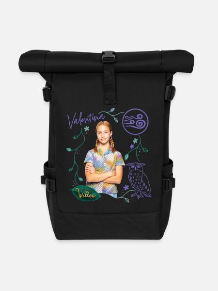 "Ein Mädchen Namens Willow" Valentina Und Eule - Rolltop Rucksack - Schwarz