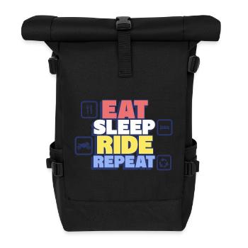 Mangez, dormez, roulez – faire de la Moto - Sac à dos roll top - noir - Devant