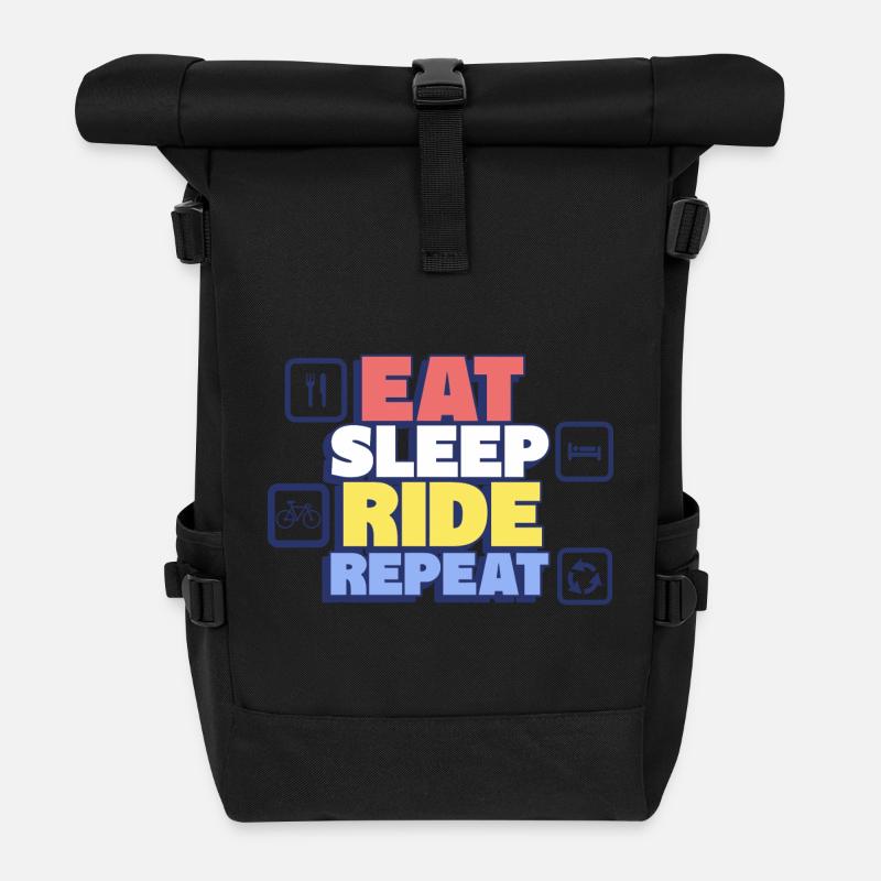 Manger, dormir, faire du vélo, répéter - Sac à dos roll top - noir