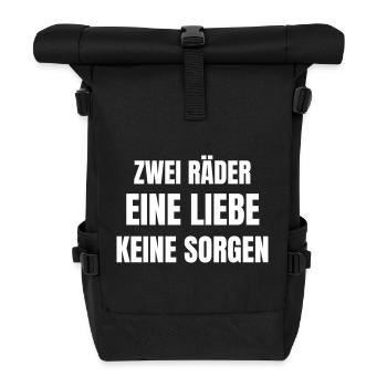 Two wheels, one love, no worries! - Roll Top Backpack - black - Front