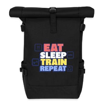 Manger, dormir, faire de l’exercice, répéter – fitness - Sac à dos roll top - noir - Devant