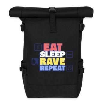 Mangez, dormez, rave Répétez la vie de fête - Sac à dos roll top - noir - Devant