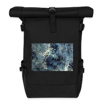 Abstract Art Metallic Look - Roll Top Backpack - black - Front
