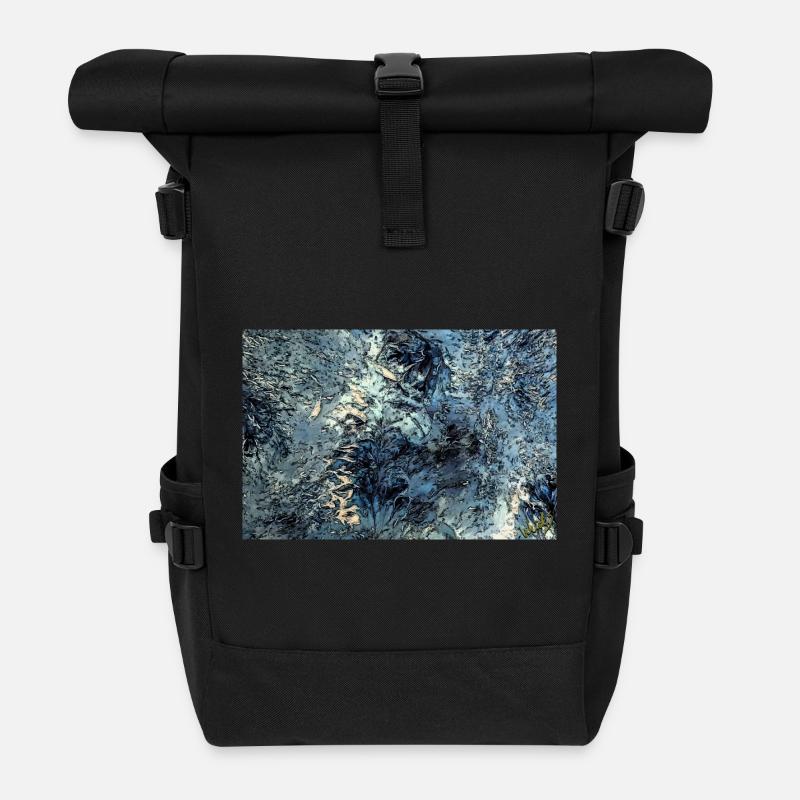 Abstract Art Metallic Look - Rolltop Rucksack - Schwarz