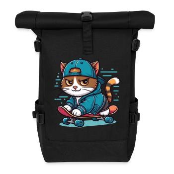 Chat forcé : patineur - Sac à dos roll top - noir - Devant