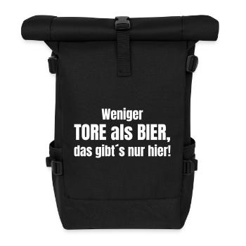 Weniger Tore als Bier, das gibt´s nur hier! - Rolltop Rucksack - Schwarz - Vorne