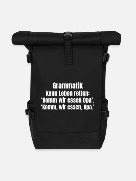 Grammatik und die lieben Satzzeichen. - Rolltop Rucksack - Schwarz