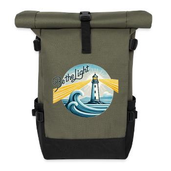 Lighthouse, Be the Light, Inspirational - Roll Top Backpack - olive/black - Front