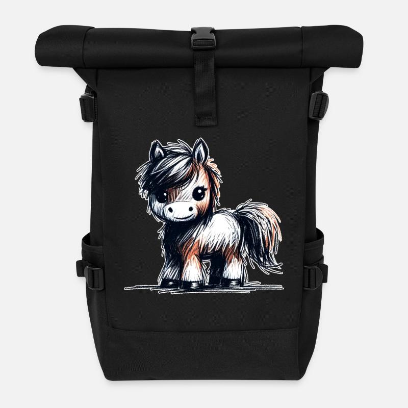 Pferdchen - Rolltop Rucksack - Schwarz