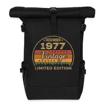 Birthday December 1977 Gift December 1977 - Roll Top Backpack - black - Front