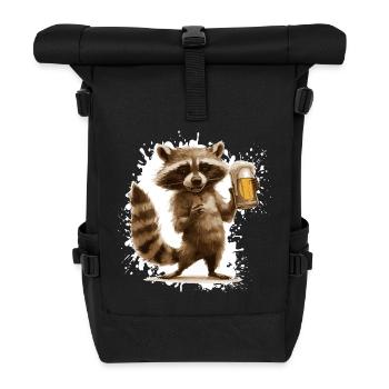 Raccoon Bière Drôle - Sac à dos roll top - noir - Devant