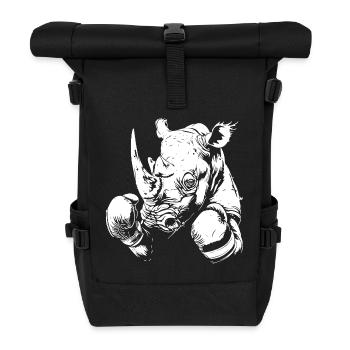Nashorn Boxen Kämpfer MMA - Rolltop Rucksack - Schwarz - Vorne