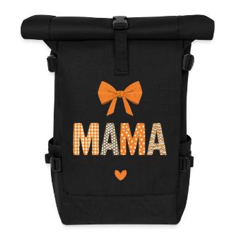 Orange Mom Patchwork Muster - Rolltop Rucksack - Schwarz - Vorne