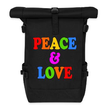 Peace and love - Roll Top Backpack - black - Front